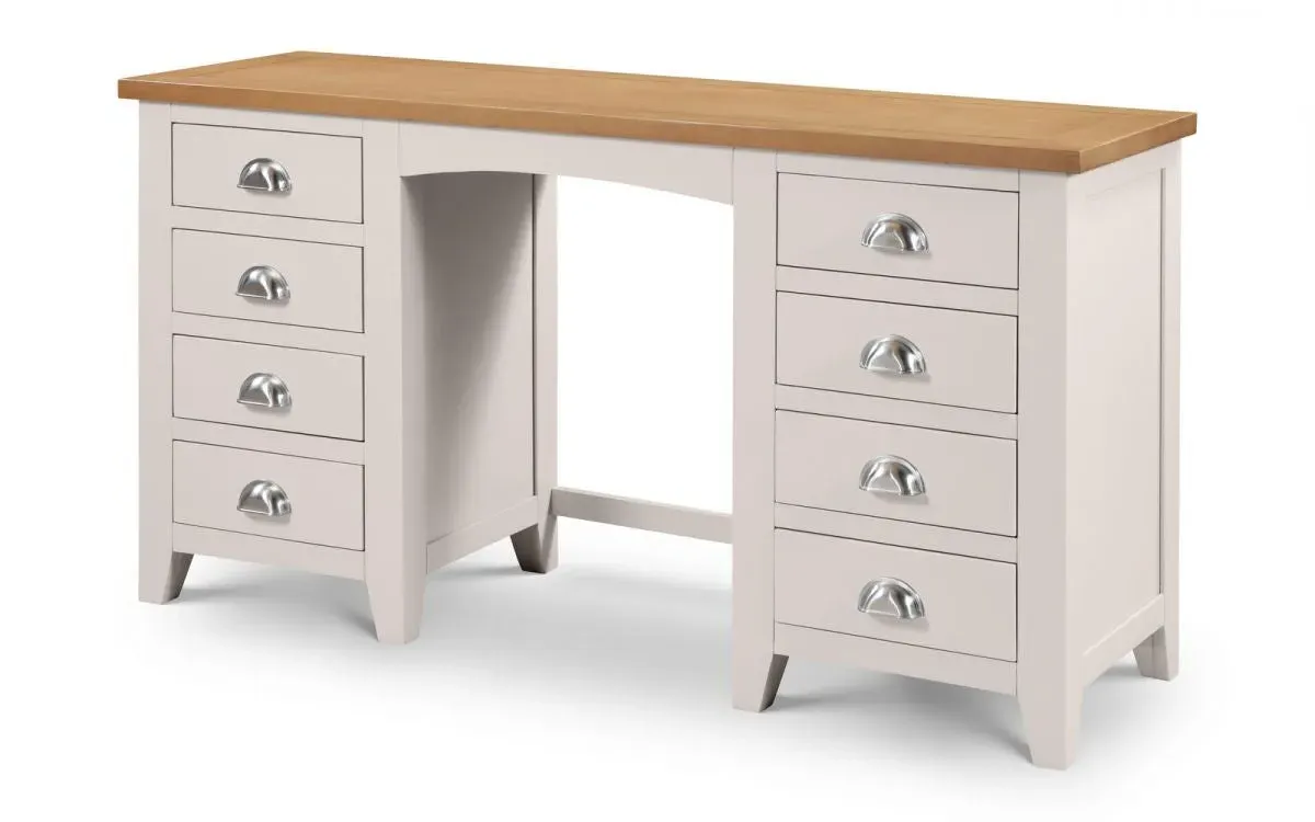 Twin Pedestal Dressing Table - Grey, Oak image