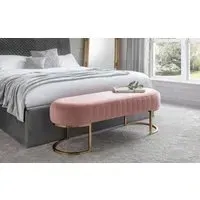Upholstered Bench with Gold Legs - Pink, Velvet