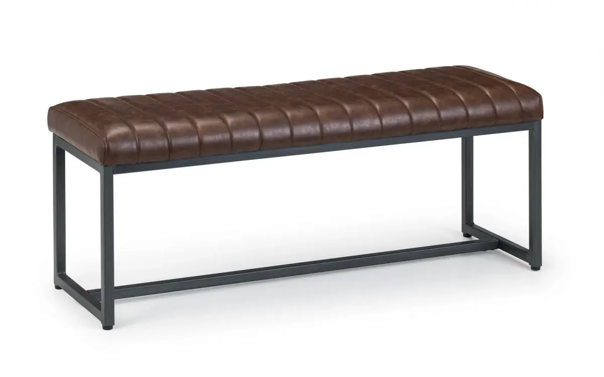Upholstered Dining Bench - Brown, Faux Leather image