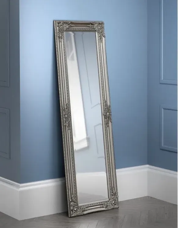 Wall Dress Mirror - Pewter, Wood image