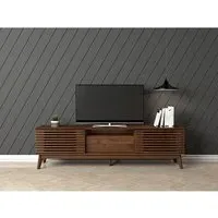 180cm TV Cabinet with Slatted Doors - Walnut