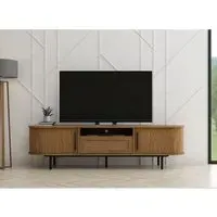 180cm TV Cabinet with Sliding Doors - Oak, MDF