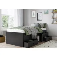 Single Cabin Bed with Storage - Black, MDF