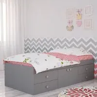Single Cabin Bed with Storage - Grey, MDF