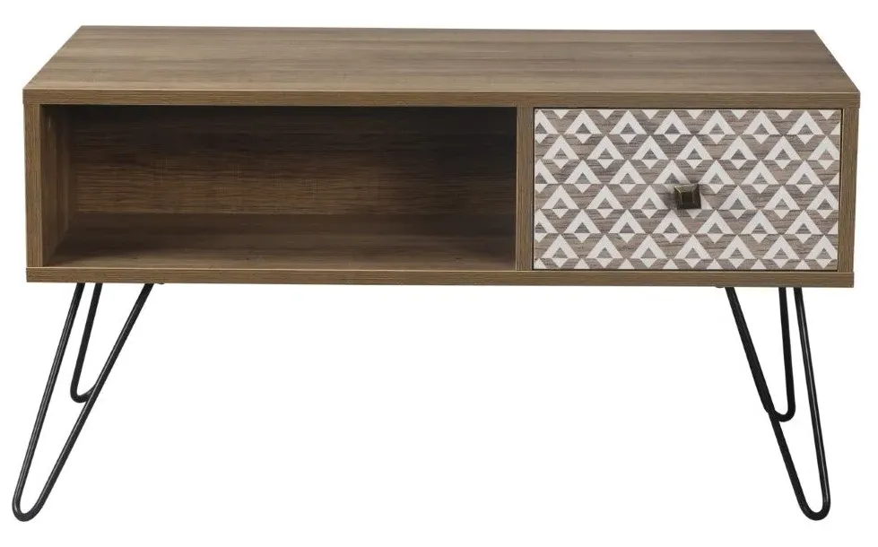 1 Drawer Coffee Table - Print, Wood Effect