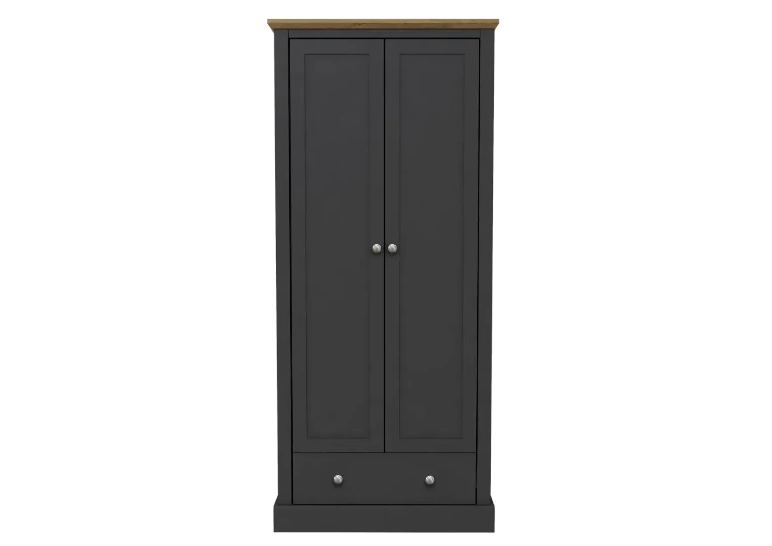 2 Door Wardrobe Traditional Design - Charcoal, Wood image