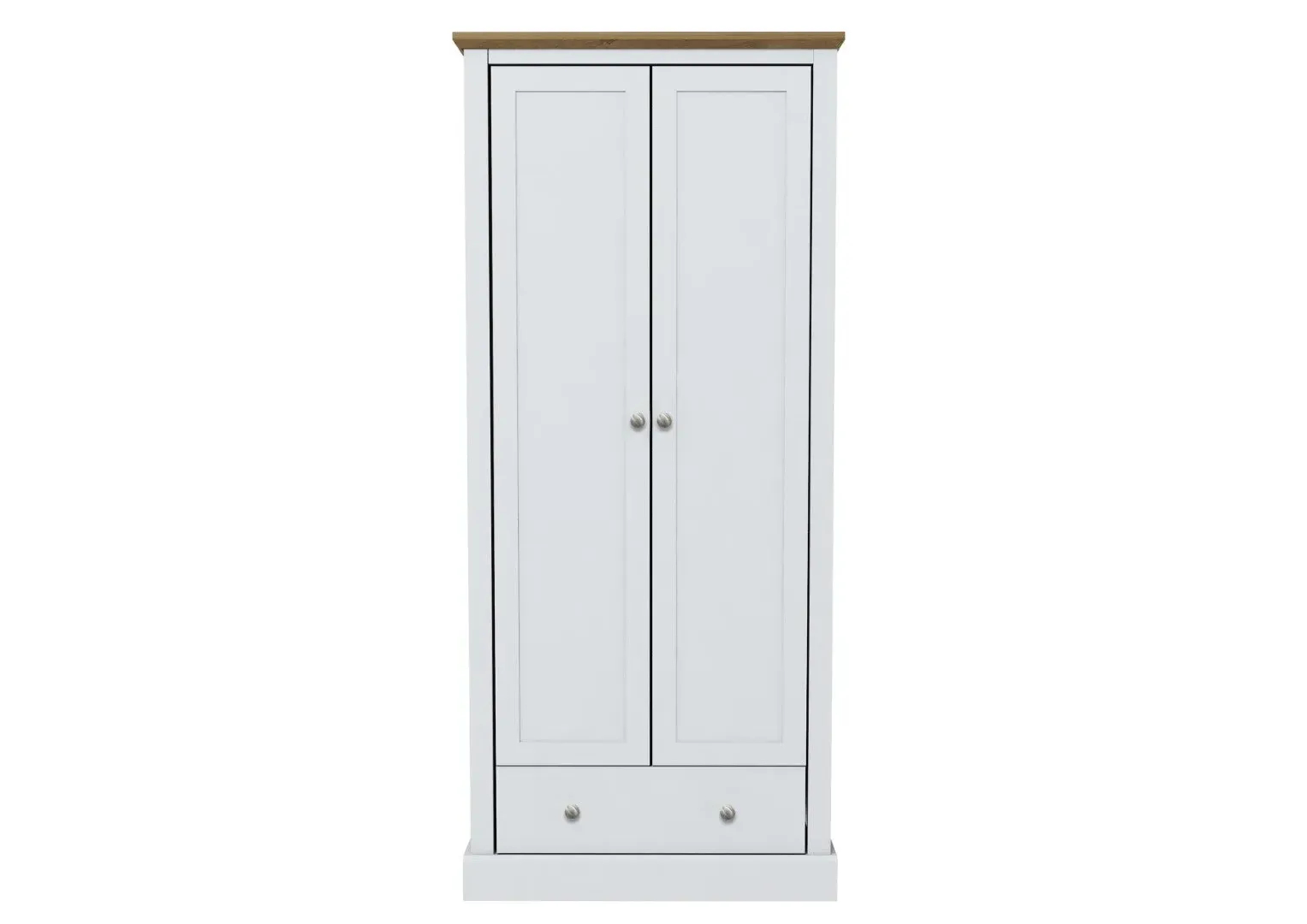 2 Door Wardrobe Traditional Design - White, Wood