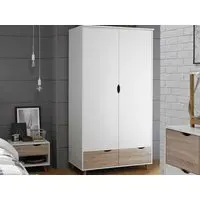 2-Door Wardrobe with Drawers - White, Wood