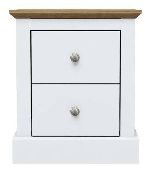 2 Drawer Bedside Cabinet - White, Wood