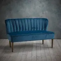 2-Seater Sofa with Curved Back - Blue, Velvet