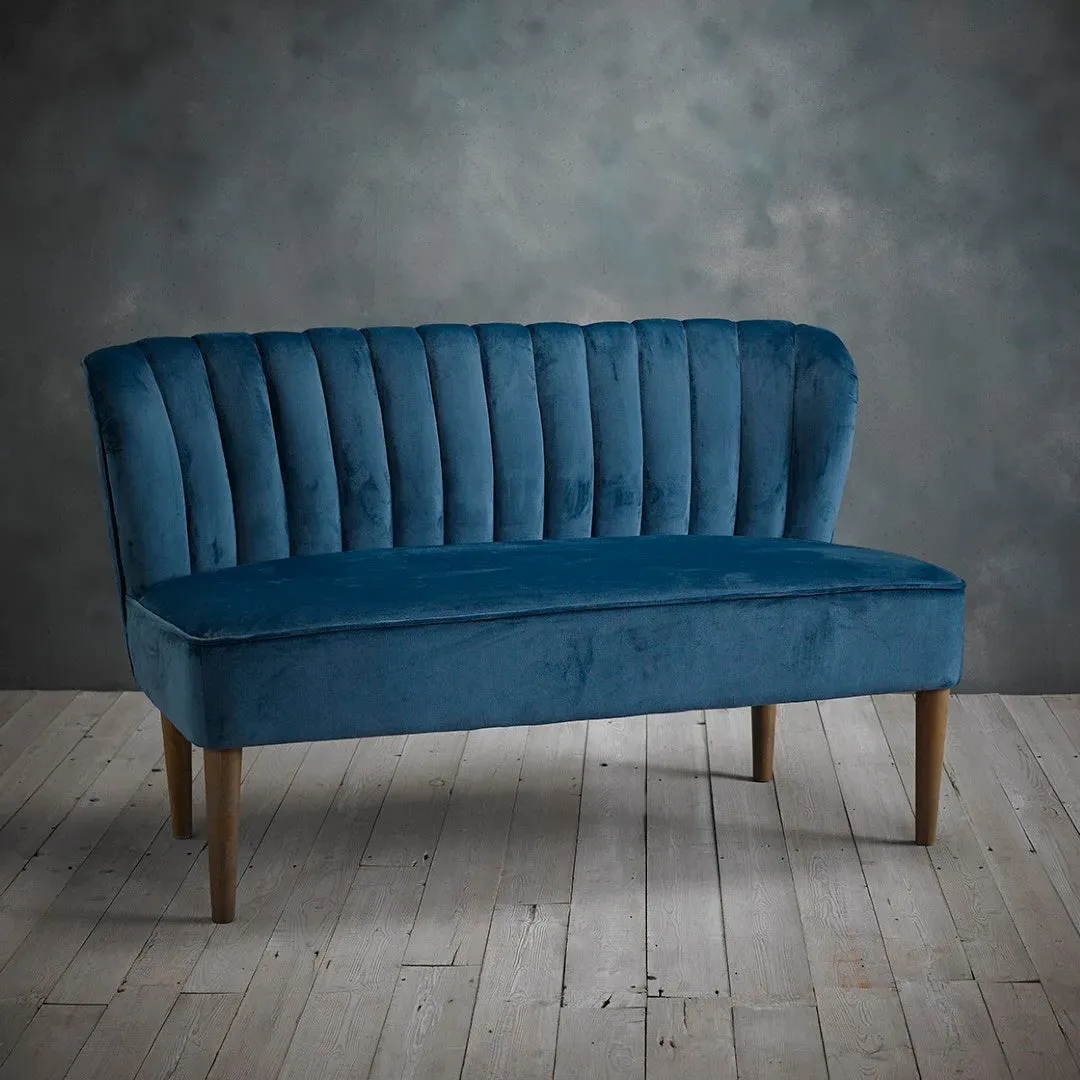 2-Seater Sofa with Curved Back - Blue, Velvet image