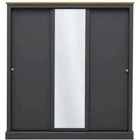 3-Door Sliding Wardrobe - Charcoal, Wood