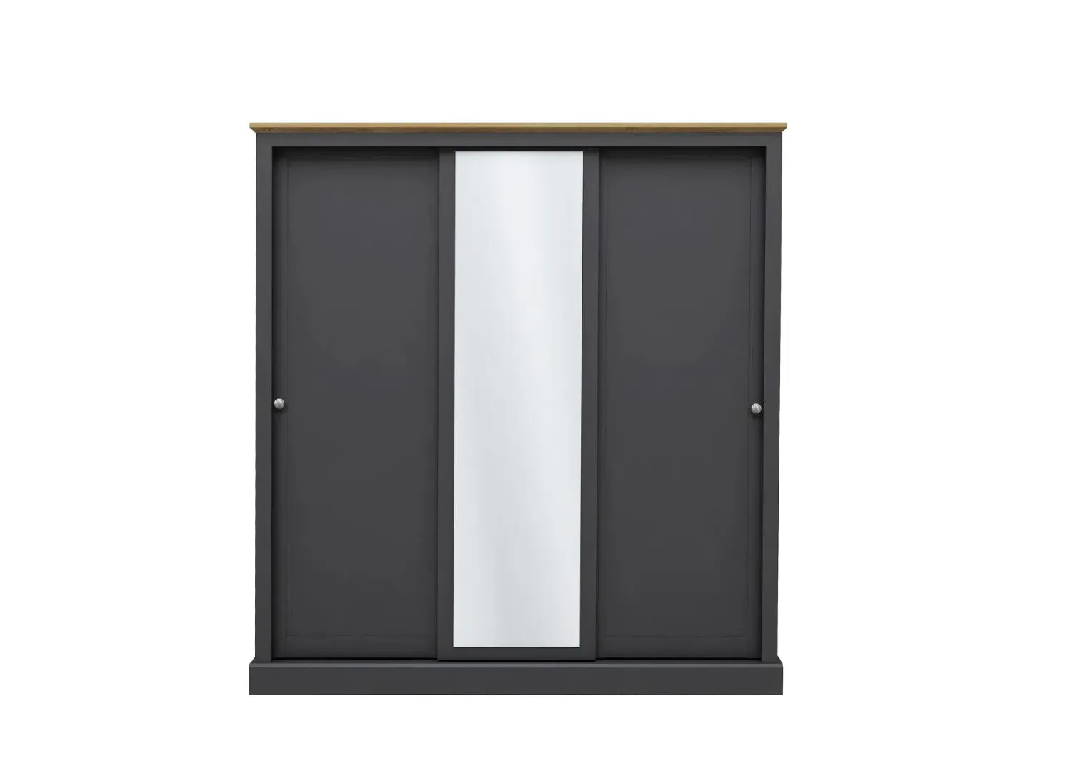 3-Door Sliding Wardrobe - Charcoal, Wood
