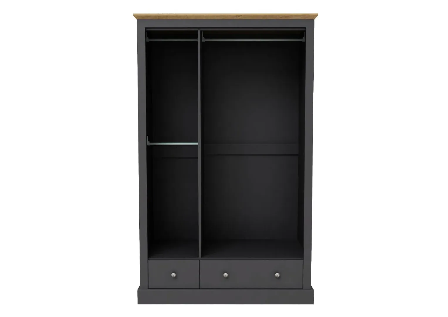 3 Door Wardrobe with 2 Drawers - Charcoal, Wood image
