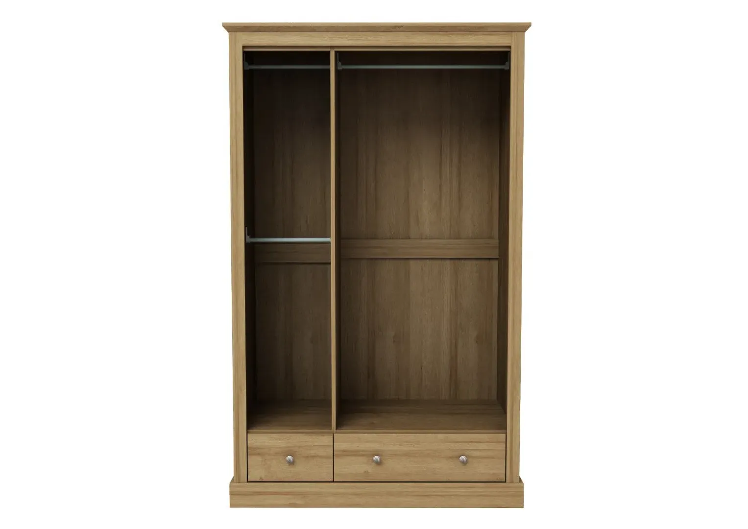 3 Door Wardrobe with 2 Drawers - Oak, Wood