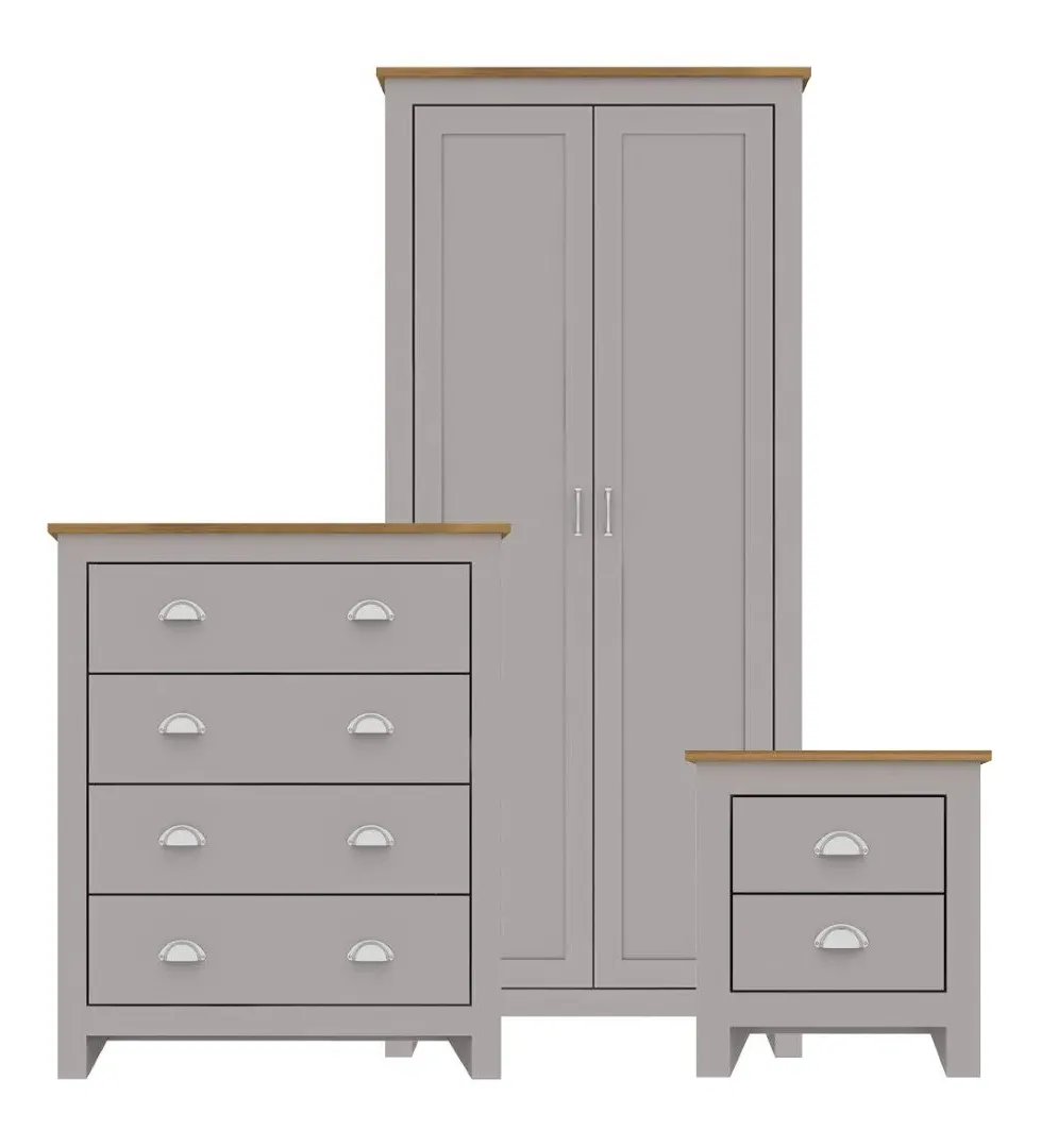 3-Piece Bedroom Set with Storage - Grey, Wood image