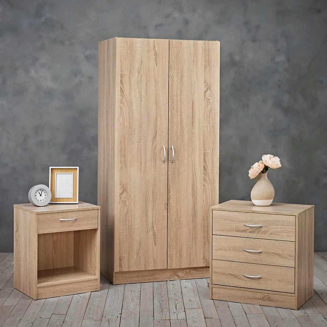 3-Piece Bedroom Set with Storage - Oak, Wood image
