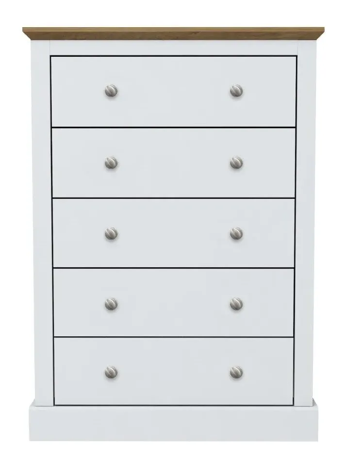 5 Drawer Chest - White, Wood