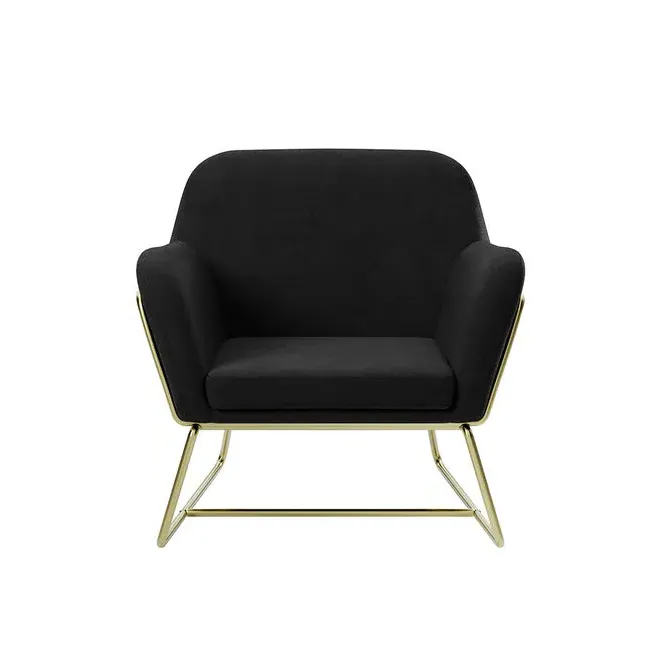 Armchair with Gold Frame - Black, Velvet