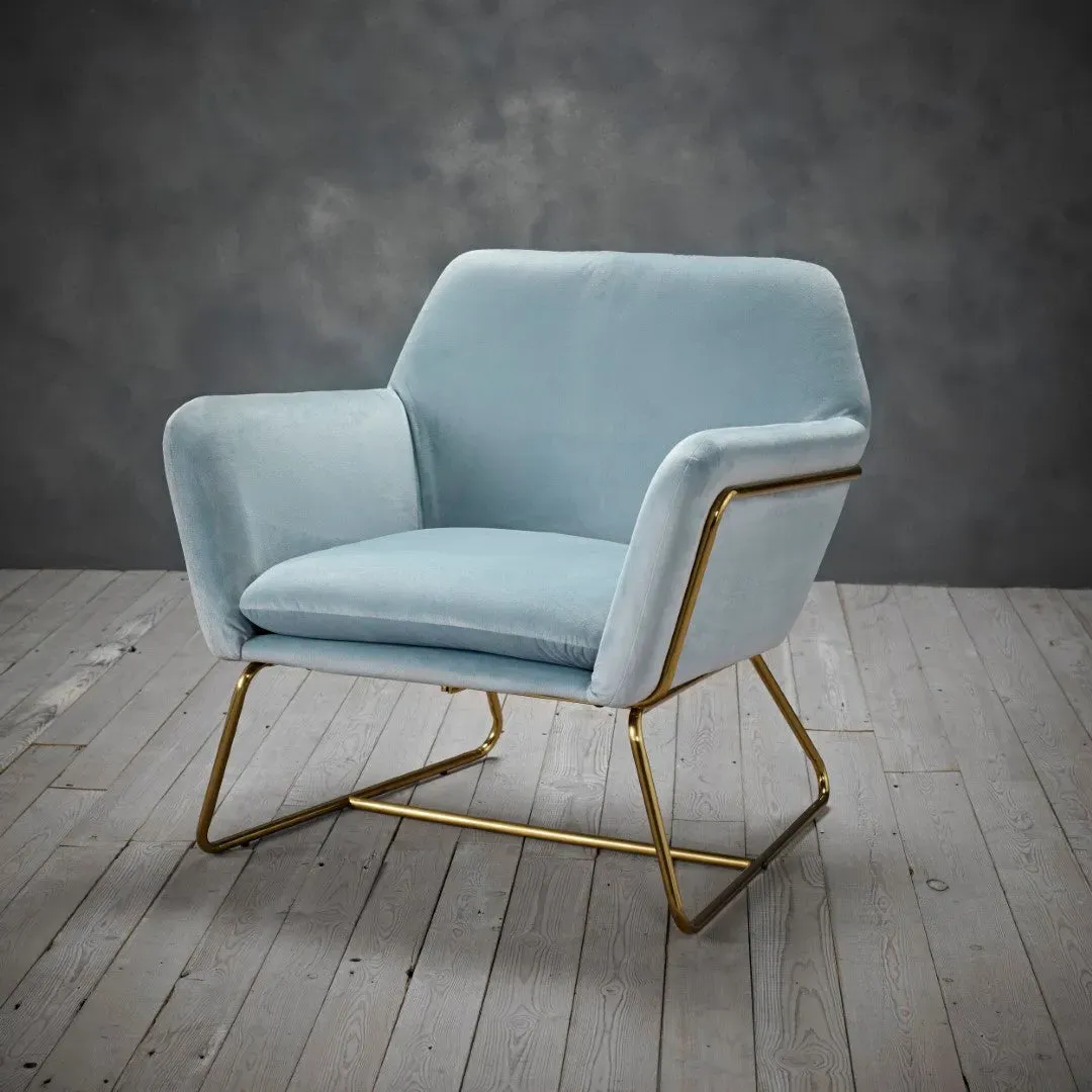 Armchair with Gold Frame - Blue, Velvet image