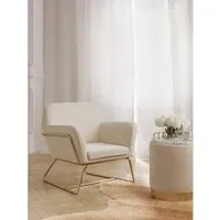 Armchair with Gold Frame - Cream, Velvet