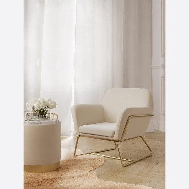 Armchair with Gold Frame - Cream, Velvet