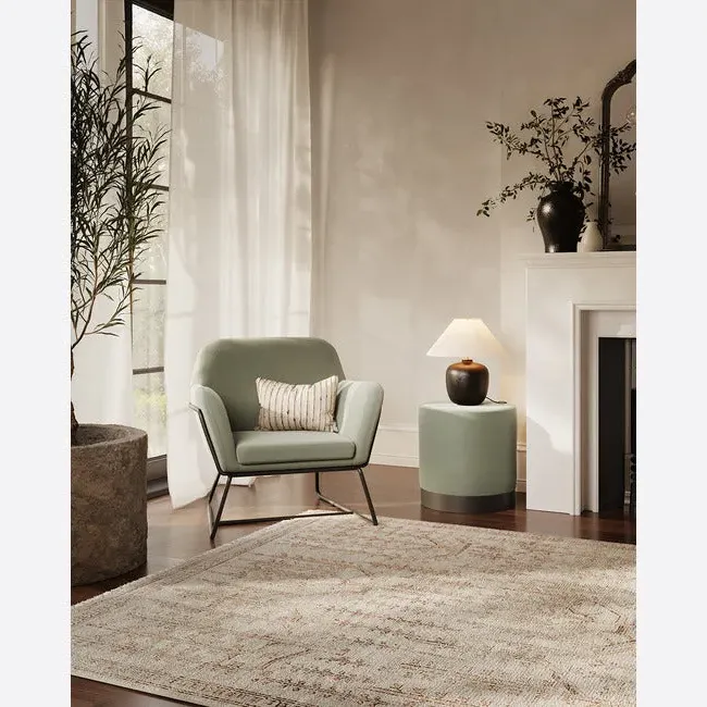 Armchair with Gold Frame - Sage, Velvet