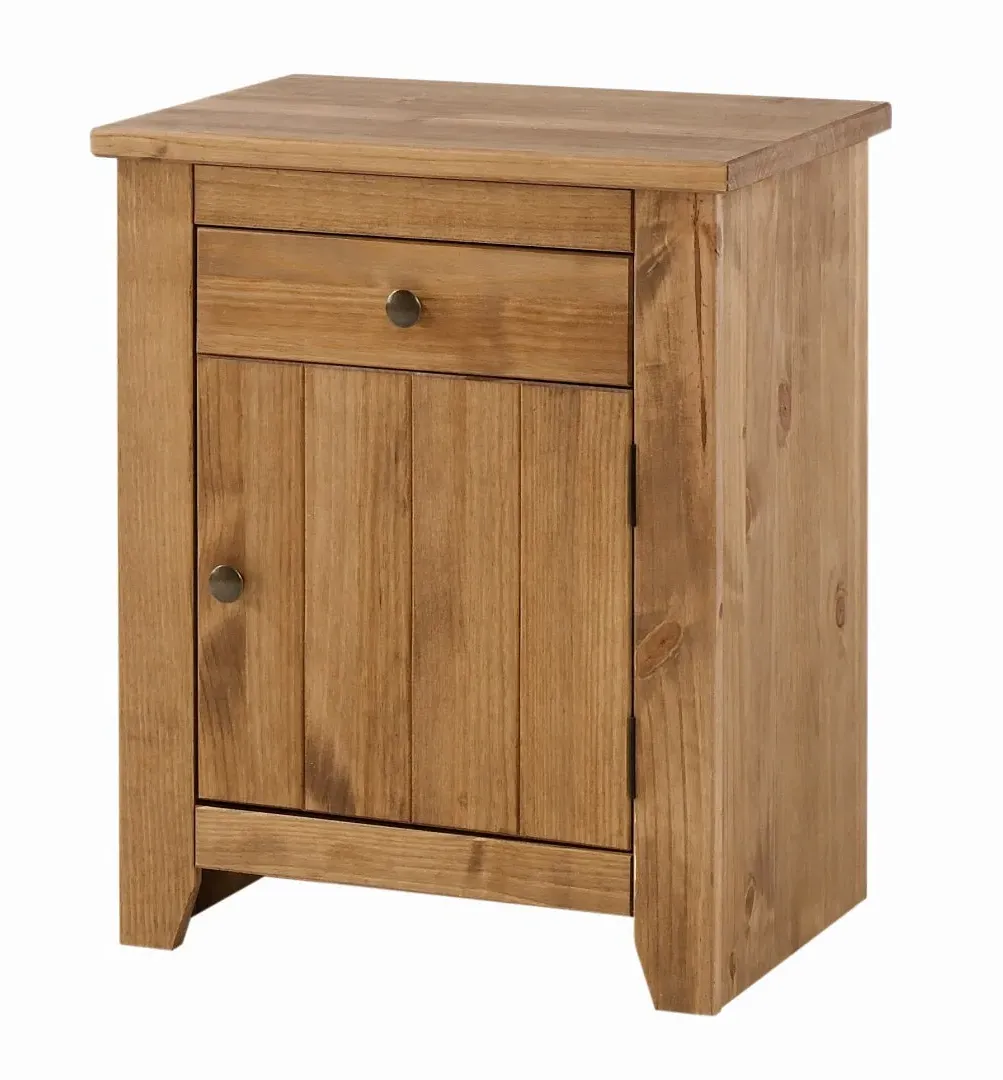 Bedside Cabinet with Drawer - Pine, Wood image