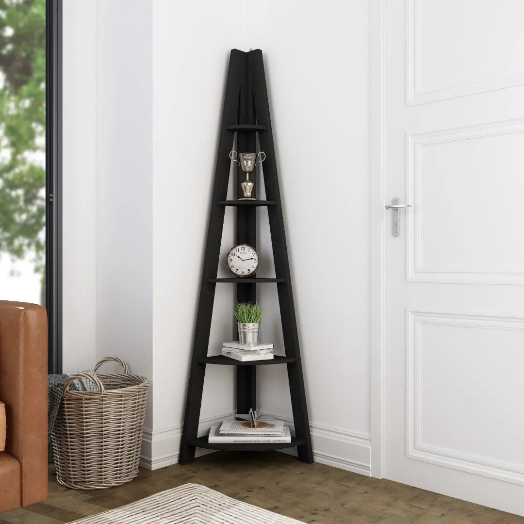 Corner Ladder Shelving Unit - Black, Wood image