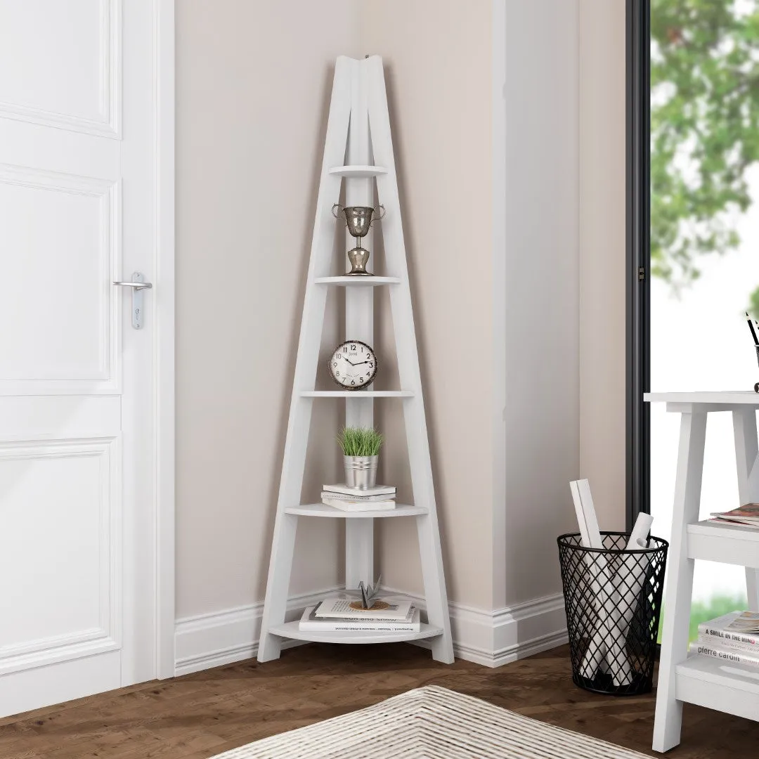 Corner Ladder Shelving Unit - White, Wood image