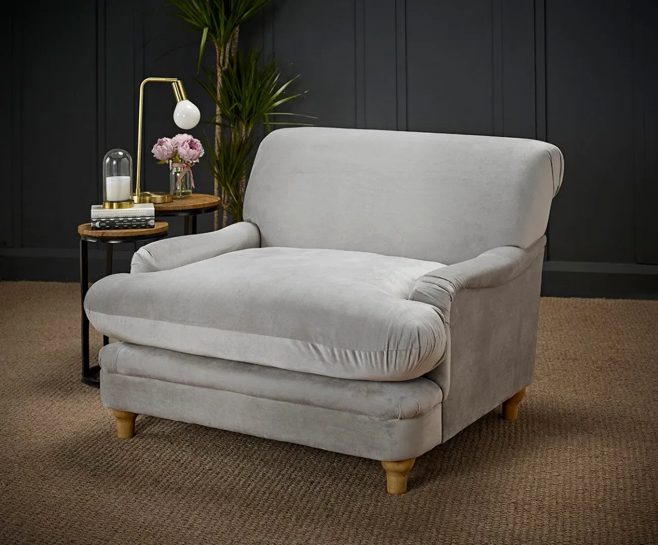 Cushioned Chair - Grey, Velvet image