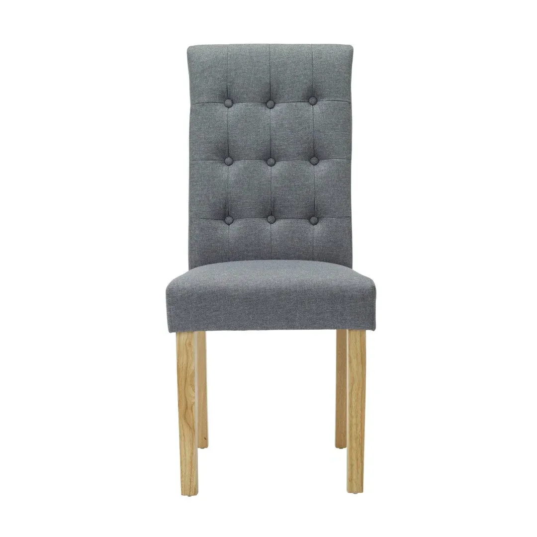 Dining Chair with Button Back - Grey, Linen
