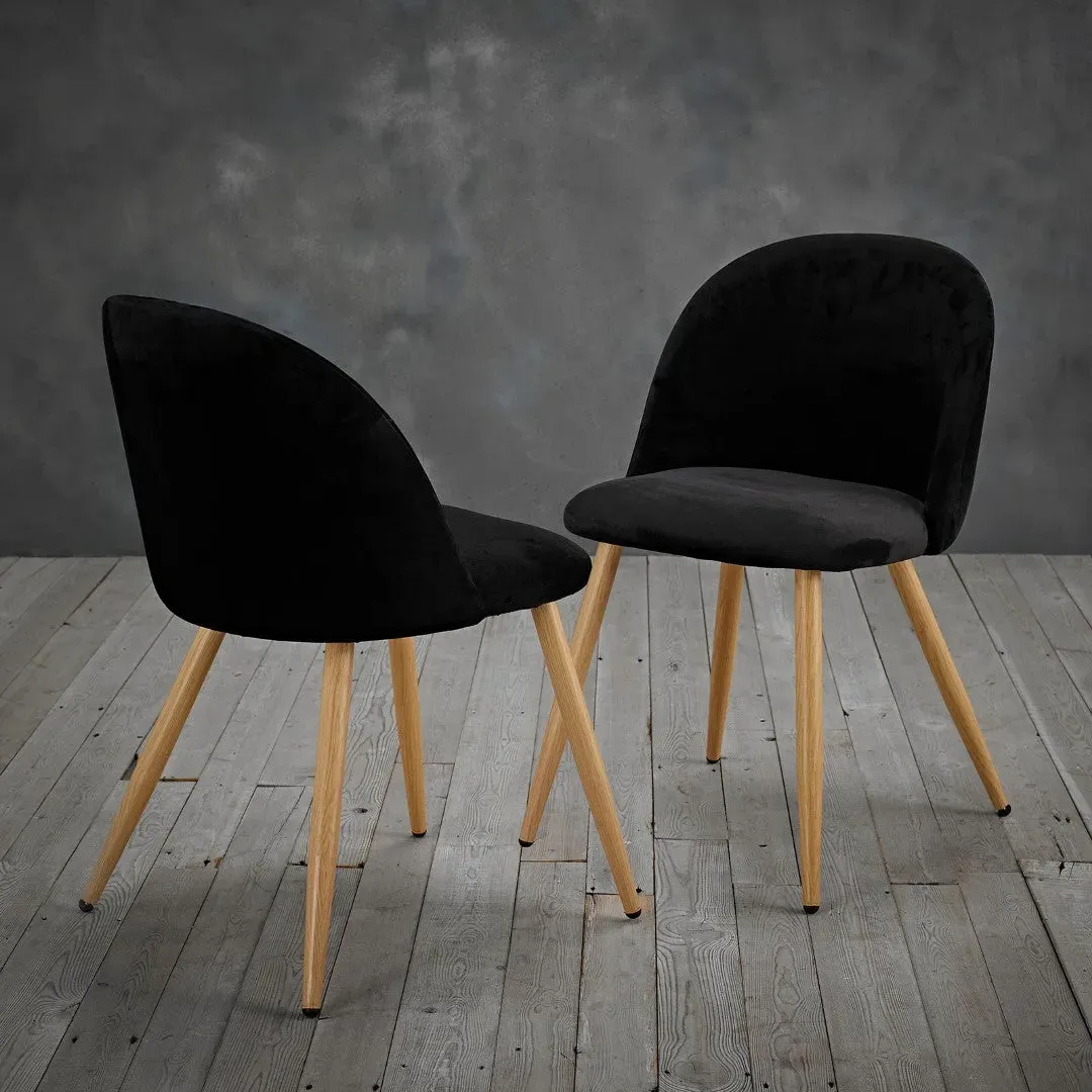 Dining Chair with Metal Legs - Black, Velvet image