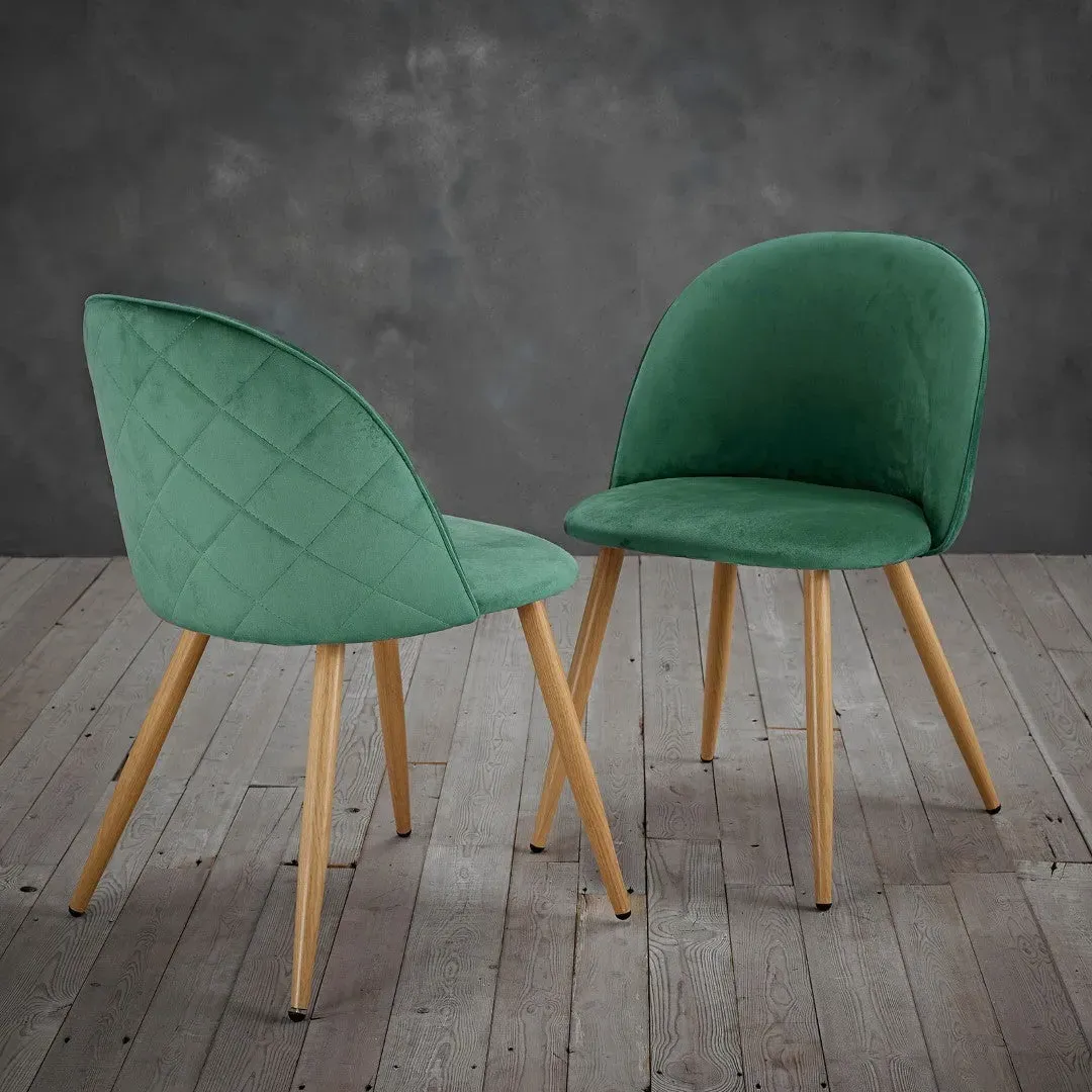 Dining Chair with Metal Legs - Green, Velvet