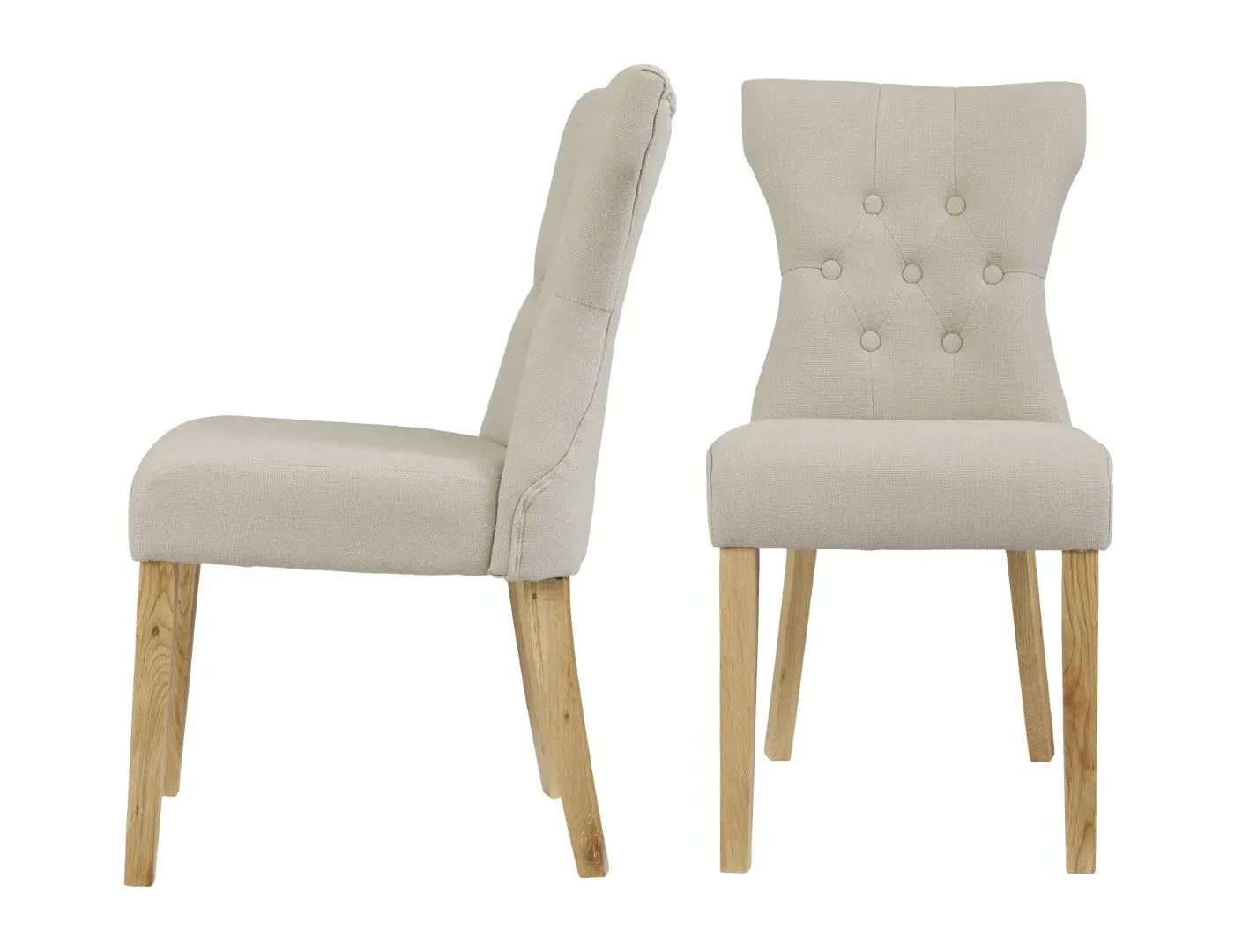 Dining Chair with Oak Legs - Beige, Hopsack image