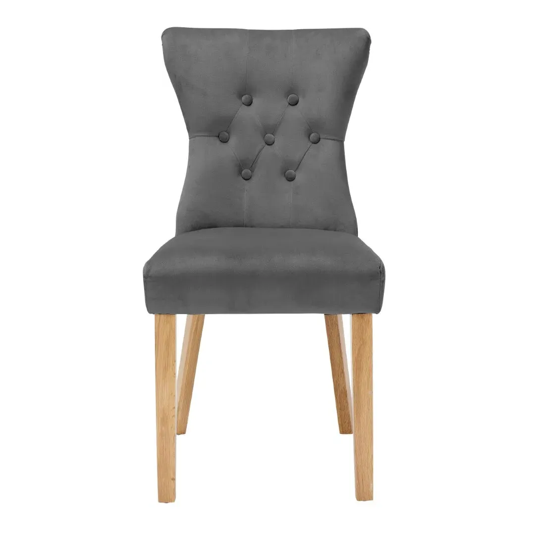 Dining Chair with Oak Legs - Grey, Hopsack