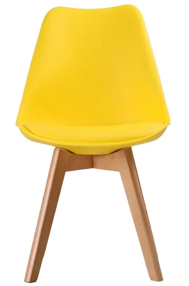 Dining Chair with Padded Seat - Yellow, Plastic image
