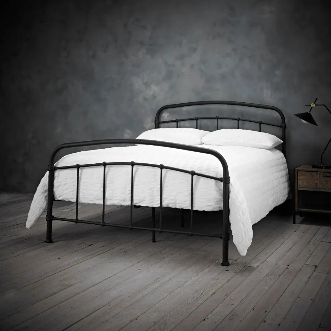 Double Bed Frame with Curved Rails - Black, Metal image