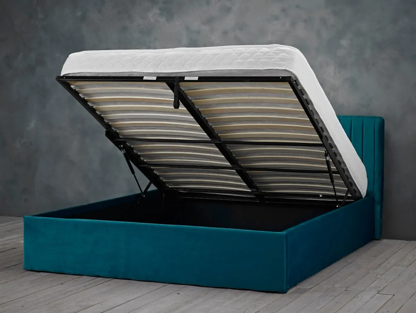 Double Ottoman Bed Frame - Teal, Velvet image