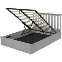 Double Ottoman Bed Frame with Storage - Grey, Wood