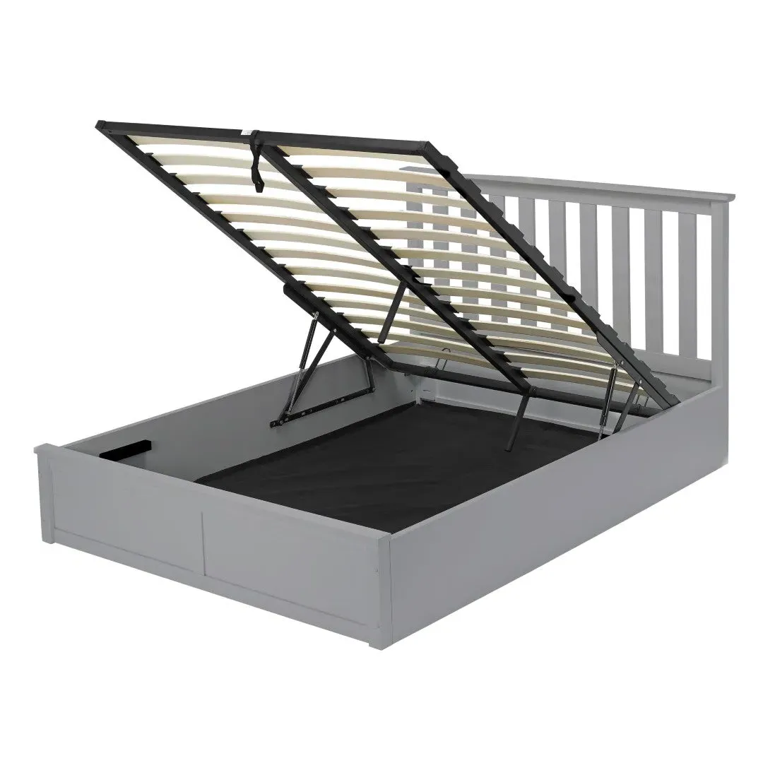 Double Ottoman Bed Frame with Storage - Grey, Wood image