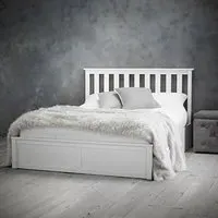 Double Ottoman Bed Frame with Storage - White, Wood