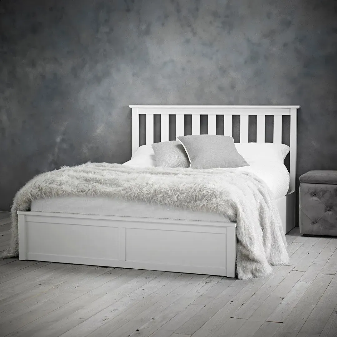 Double Ottoman Bed Frame with Storage - White, Wood