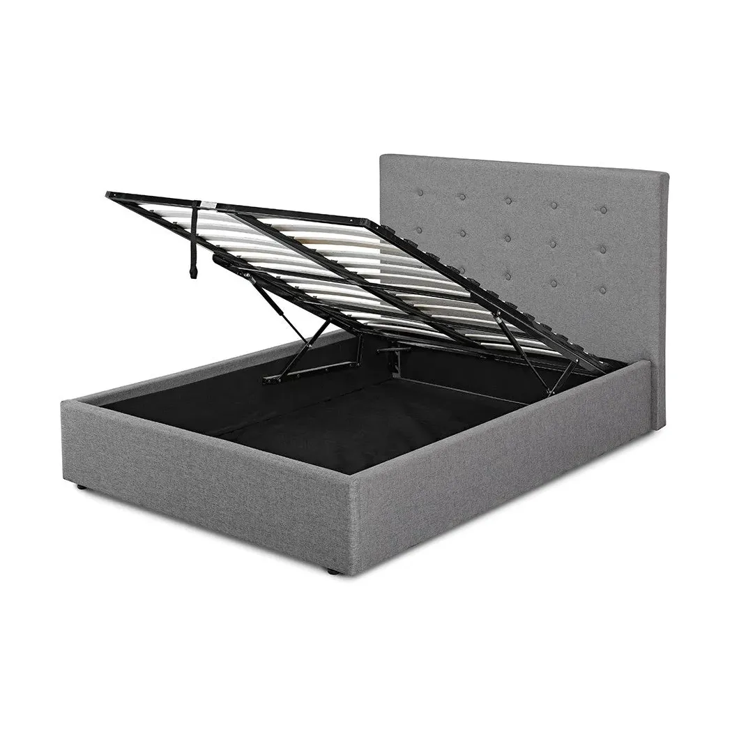 Double Ottoman Bed with Storage - Grey, Hopsack