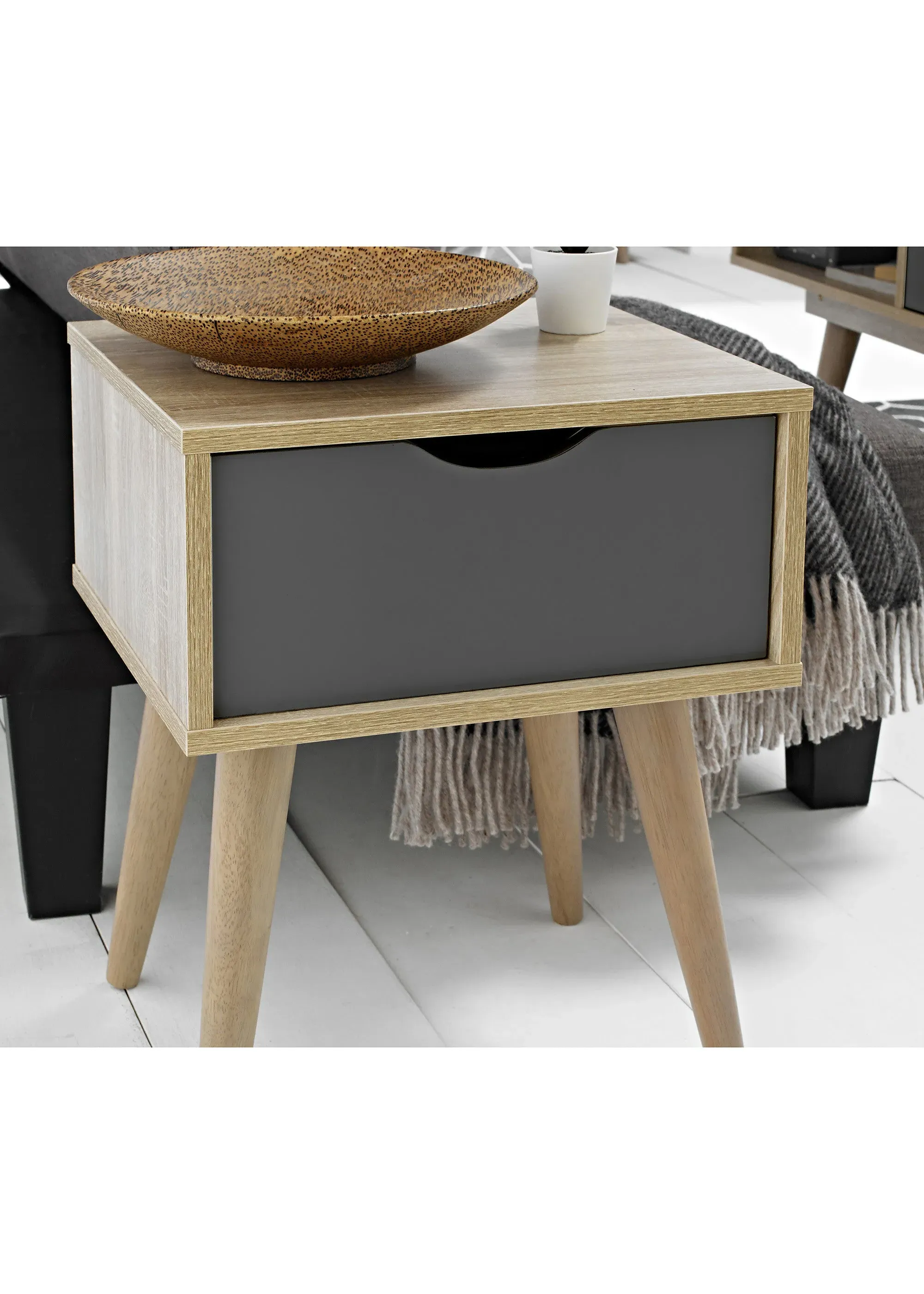 End Table with Drawer - Grey, Oak