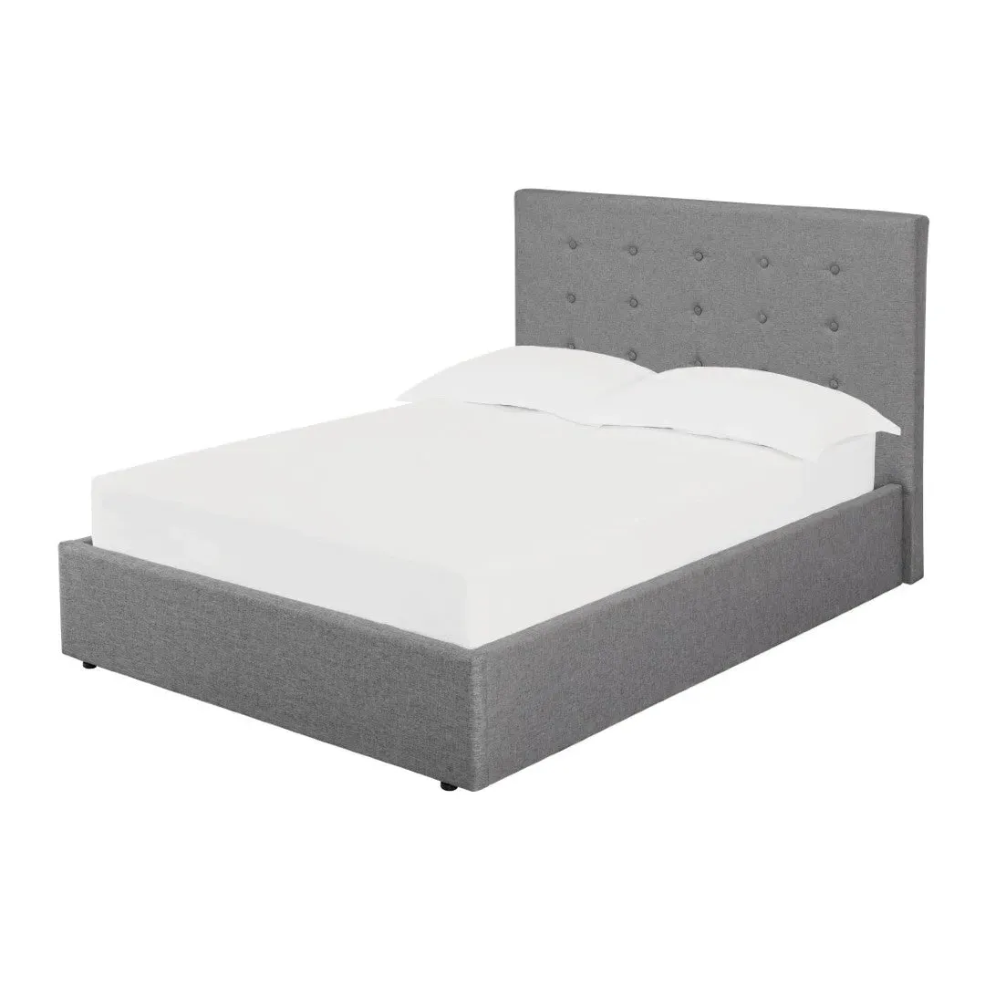 King Size Bed Frame with Buttons - Grey, Hopsack image
