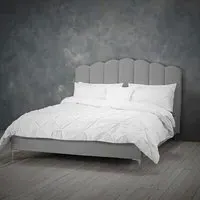 King Size Bed Frame with Fluted Design - Silver, Velvet