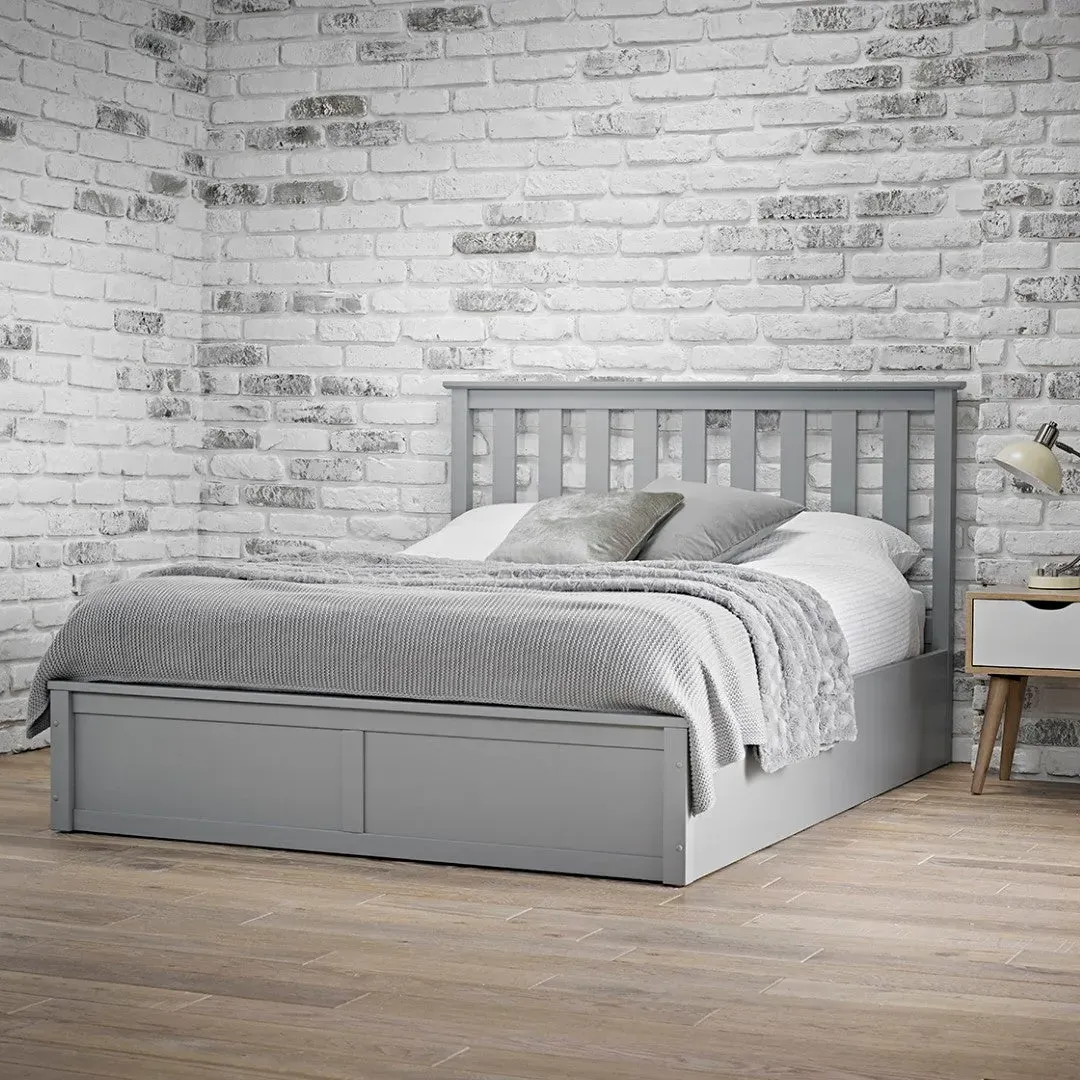 King Size Bed Frame with Storage - Grey, Wood image