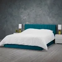 King Size Ottoman Bed Frame - Teal, Velvet