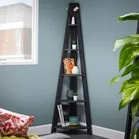 Ladder Bookcase with 5 Shelves - Black, Wood